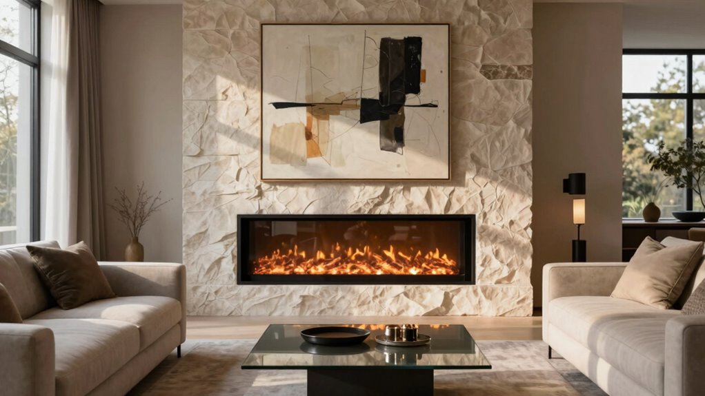 balanced fireplace as focal point