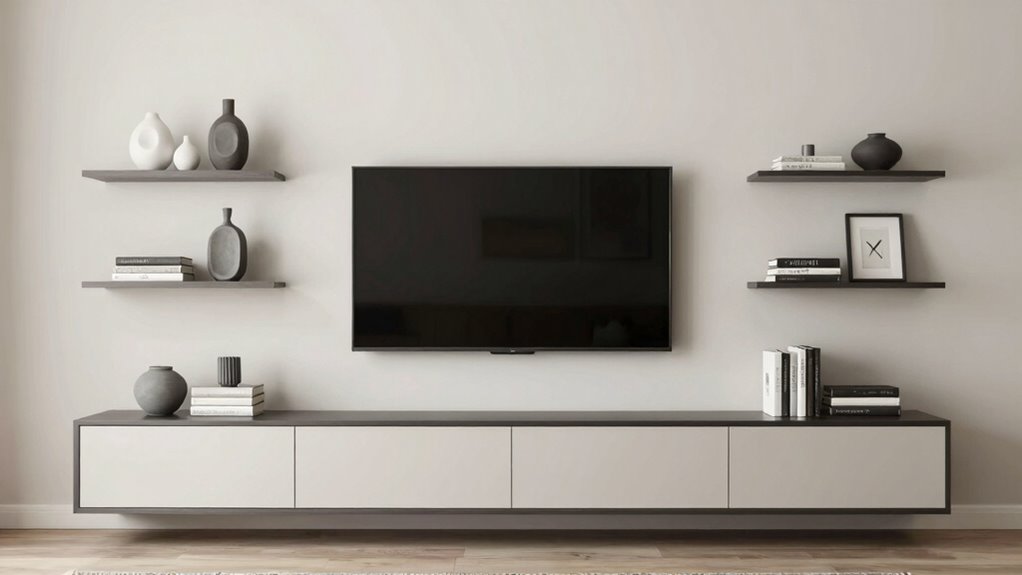balanced minimalist shelf styling