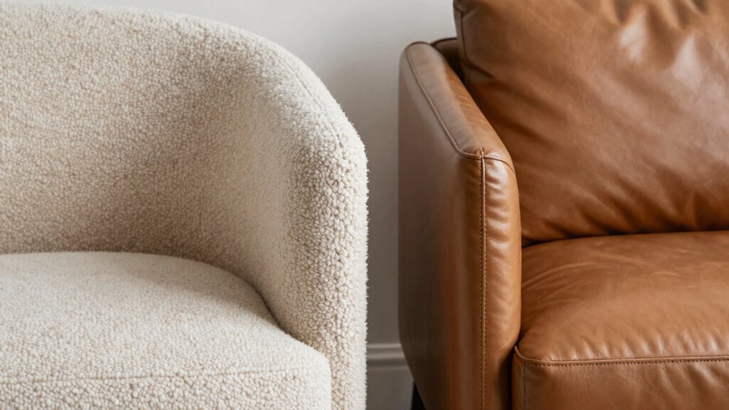 boucle vs leather decor