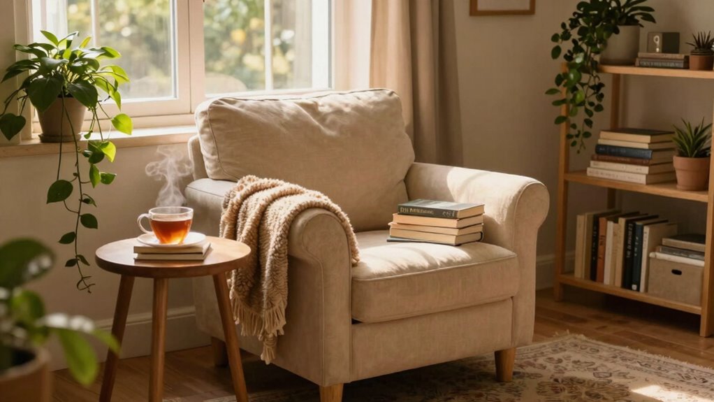 comfortable organized reading space