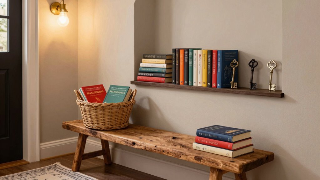 cozy literary entryway decor