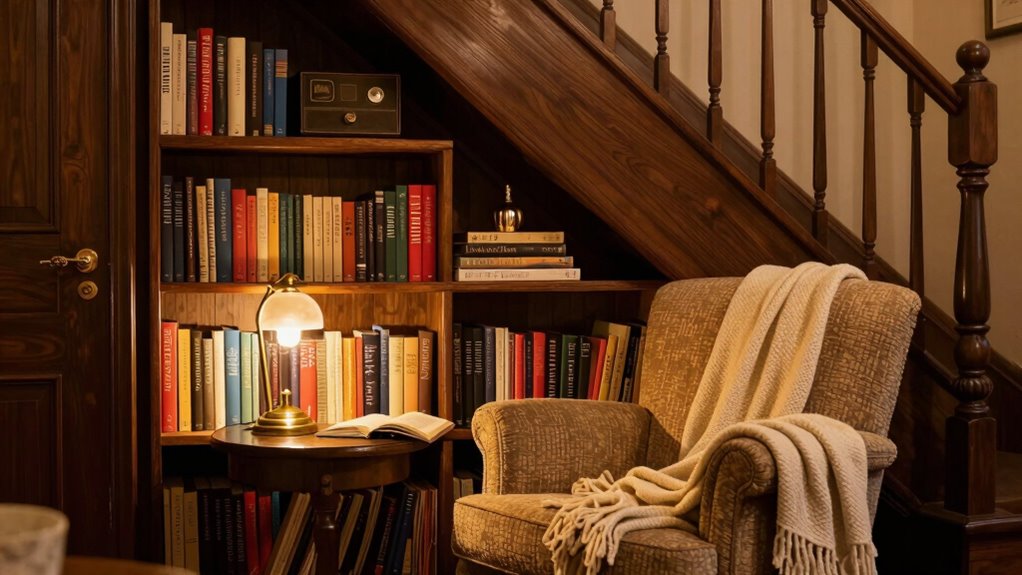 cozy organized reading nook