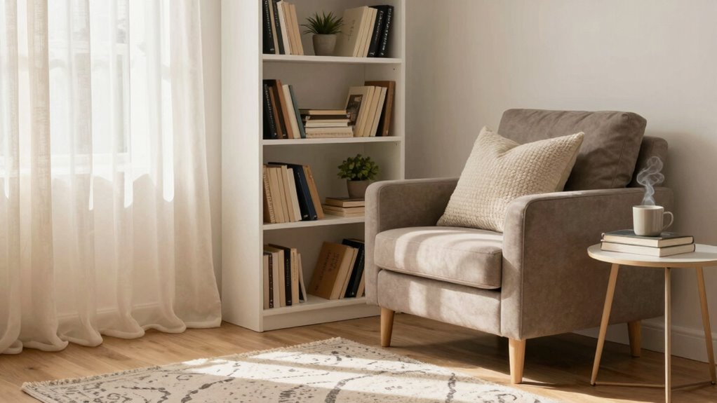 cozy organized reading space