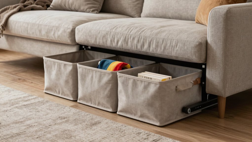 easy under sofa storage access