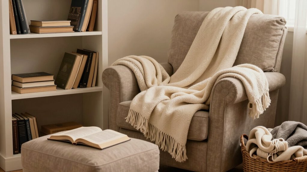 neatly stored throws prevent clutter