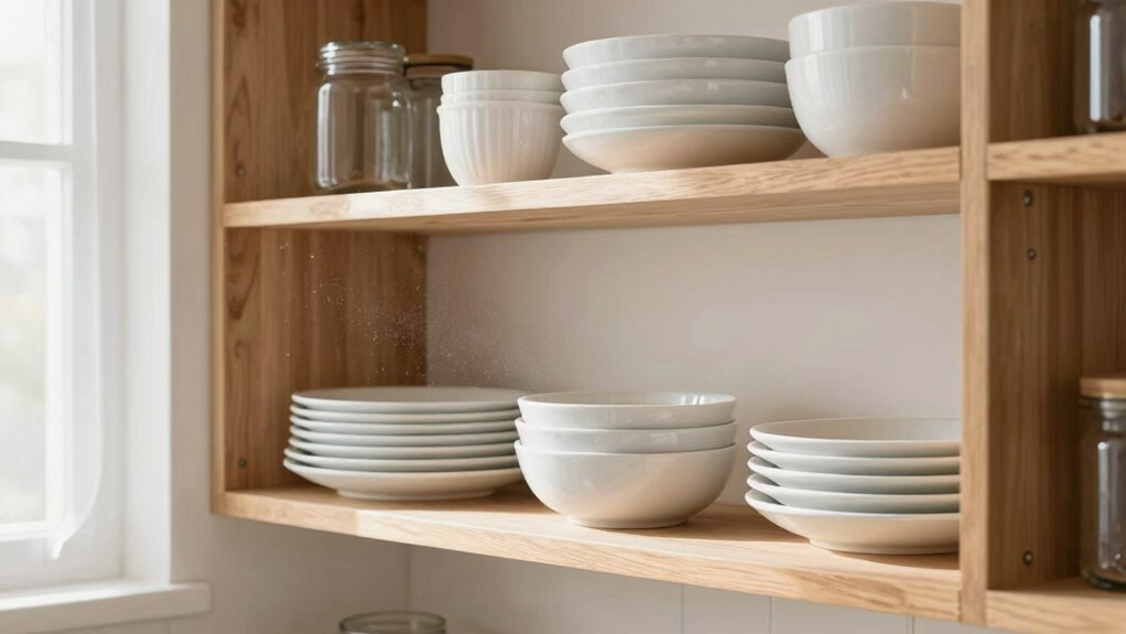 open shelves attract and trap dust