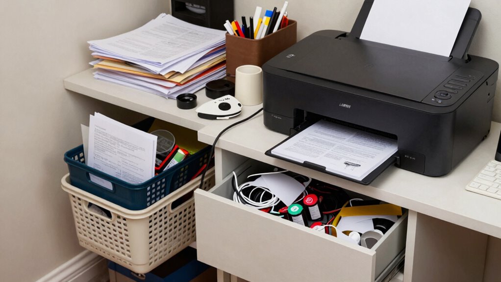 organize printer supplies efficiently