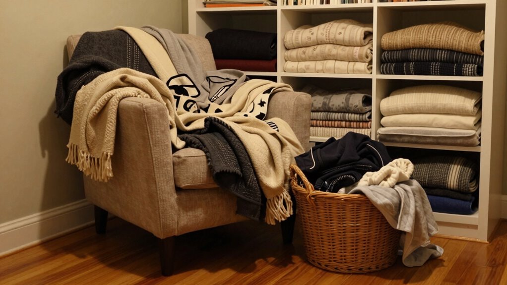 organized cozy blanket storage