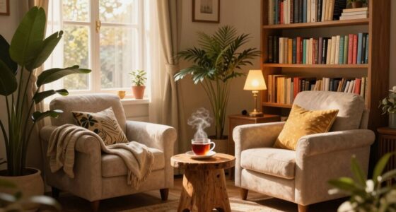 organized cozy reading space