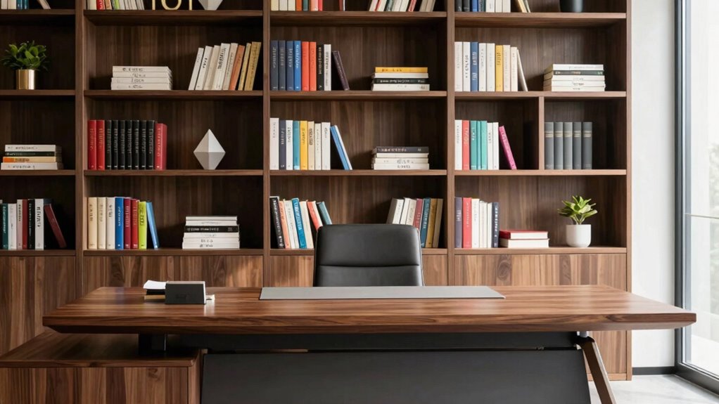 organized desk bookcase