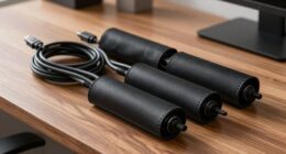 organized workspace with sleeves