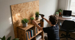 A Renter-Friendly Wall And IKEA BILLY Created A Moody Office