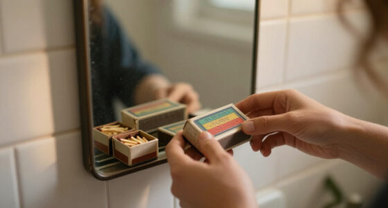 She Put Vintage Matchboxes On Her Tiny Bathroom Mirror, And It’s The Cutest Storage I’ve Seen