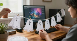 Turn Paper Doilies Into A Dainty Ghost Garland With Vintage Charm